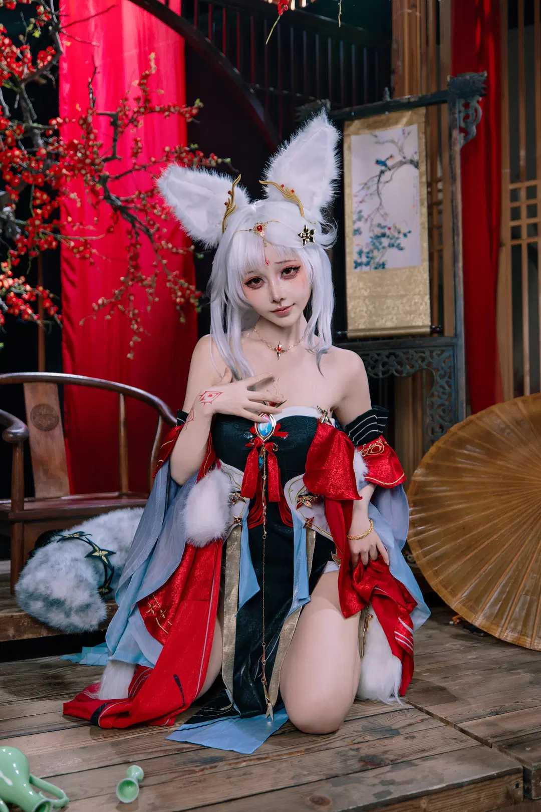 [Hsin cosplay] Wuthering Waves Hsin's Fox-inspired Makeup and Traditional Chinese Style Outfit by 音饭饭 - Image 6