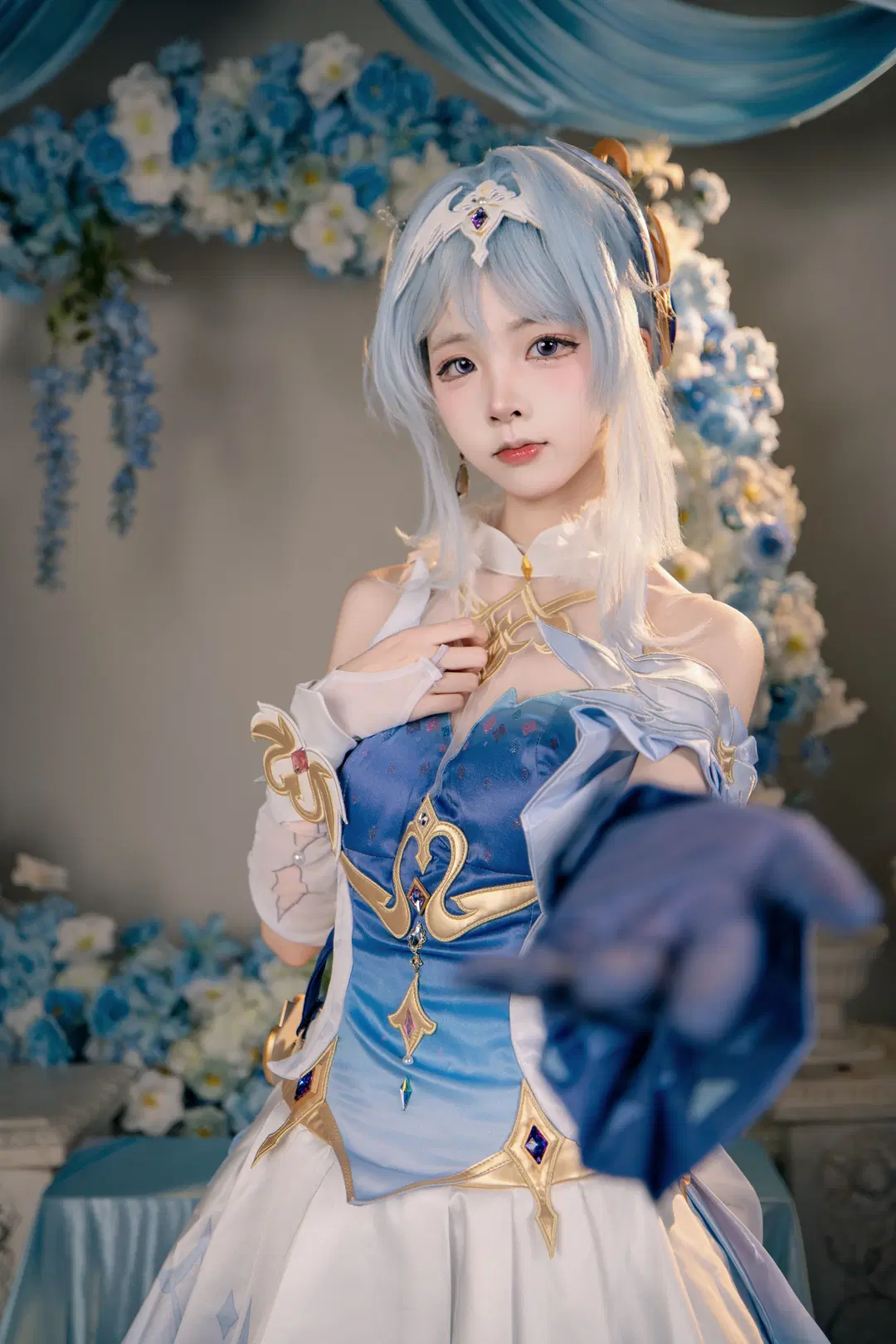 【オデット コスプレ】原神 青と白の花海に佇む優しいひととき - 音饭饭 - 2枚目