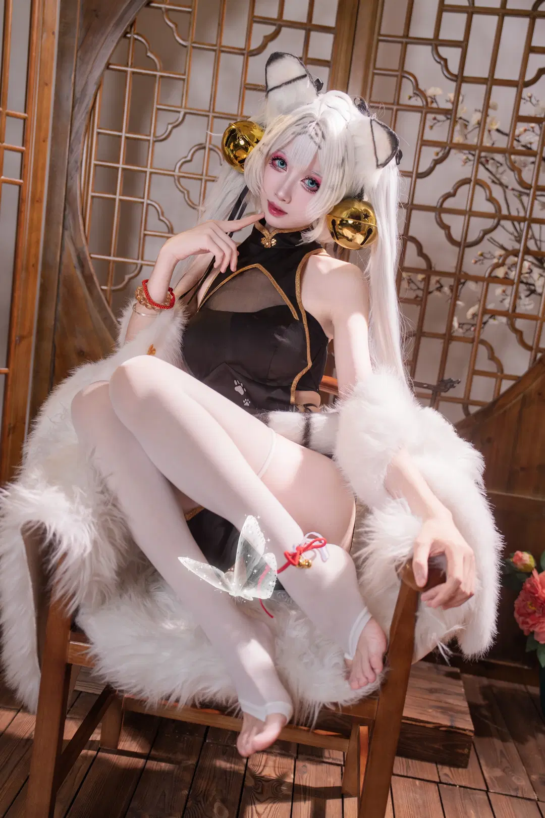 白虎娘cos, 二次元cos, 白丝, 虎啸风生, 白虎萝莉