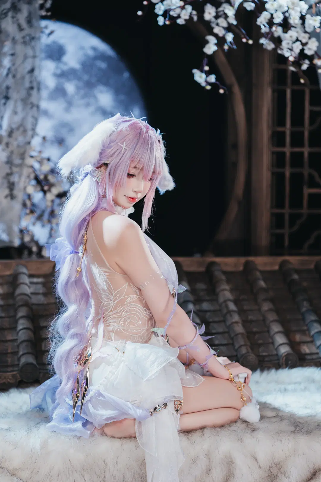 【玉玲珑cos】永劫无间月下之约，白梅青瓦间的狐影 - 粥粥🥕📷 - 第3张