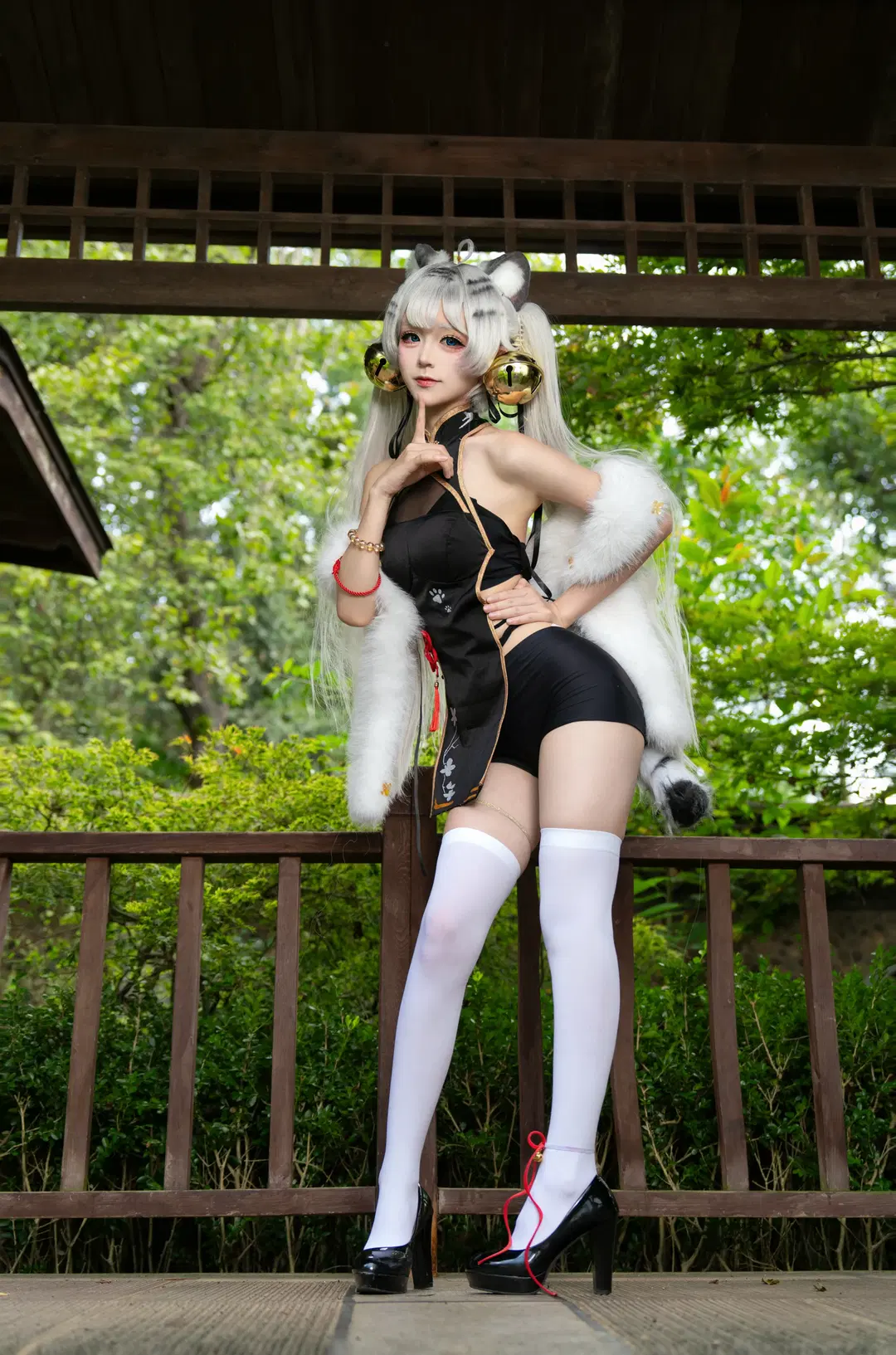cosplay, 旗袍, 白虎娘cos, 白丝, 兽娘