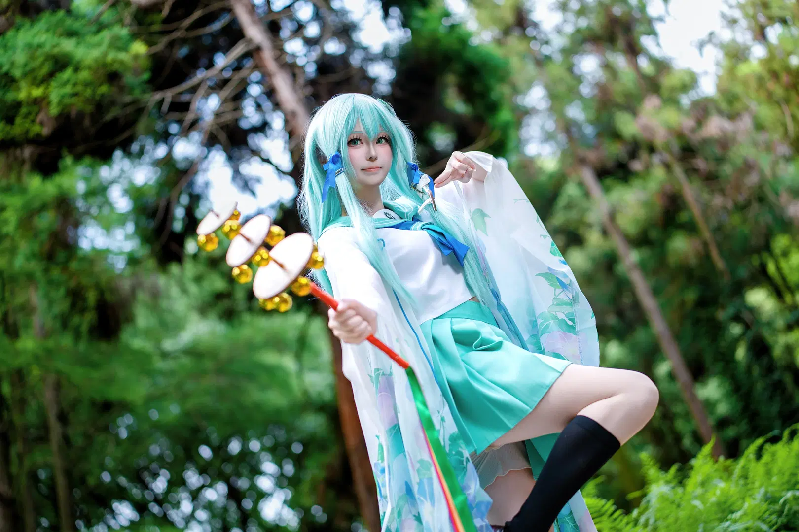 东方Project, 东风谷早苗cos, 黑丝, 东方幻想乡, 外景cosplay