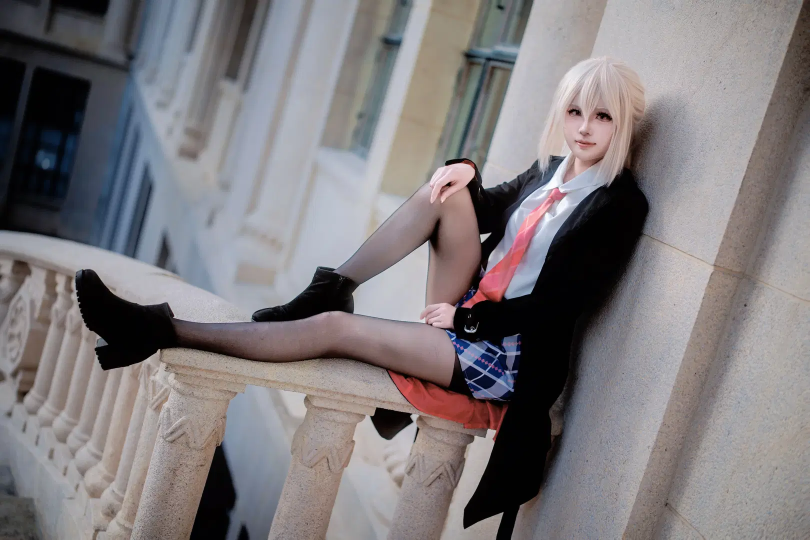 Fate/Grand Order, Altria cosplay, Saber Alter, Stockings, Heroic Spirit Traveling Outfit
