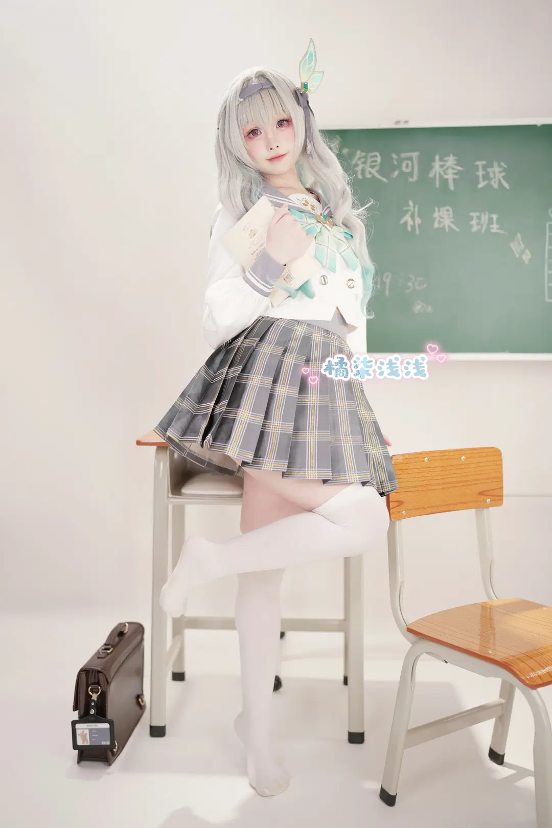 Honkai: Star Rail, Firefly cosplay, Anime cosplay, Campus-style photo shoot, White over-the-knee socks