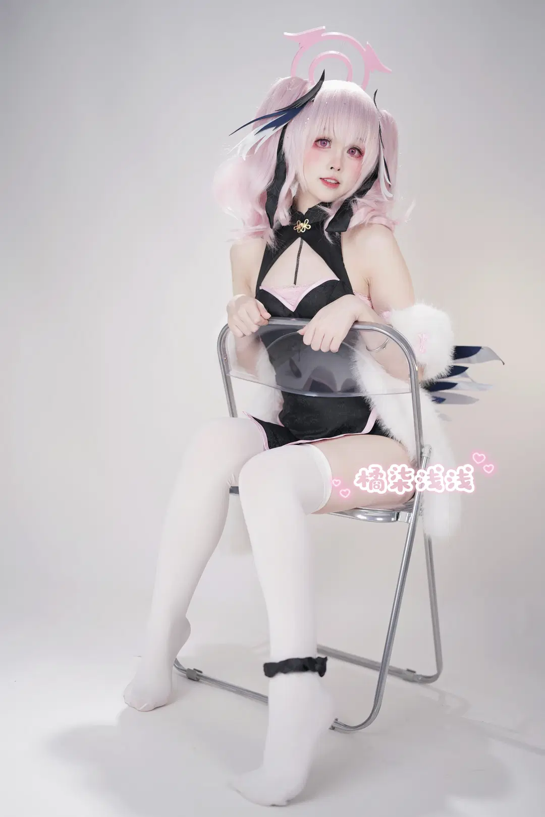 蔚蓝档案, 二次元cosplay, 下江小春cos, 影棚写真, 白丝过膝袜