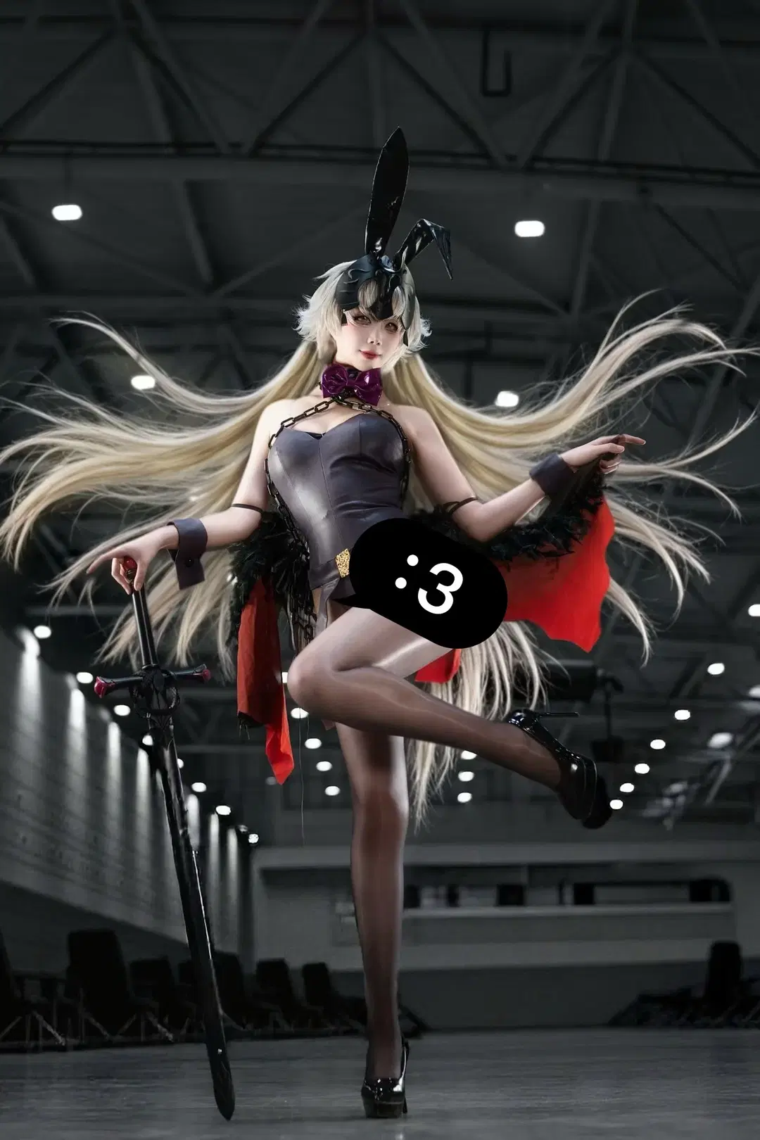 Convention photos, Anime cosplay, Jeanne d'Arc (Alter) cosplay, Bunny girl cosplay, Long legs in black stockings