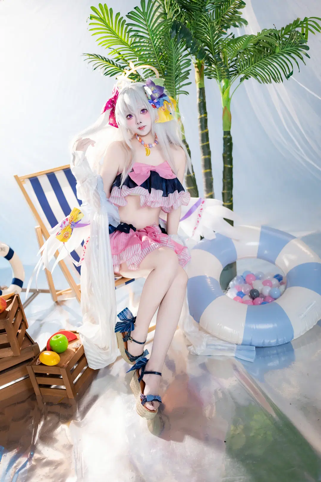 碧蓝档案, 泳装cos, 二次元cosplay, 白洲梓cos, 夏日沙滩