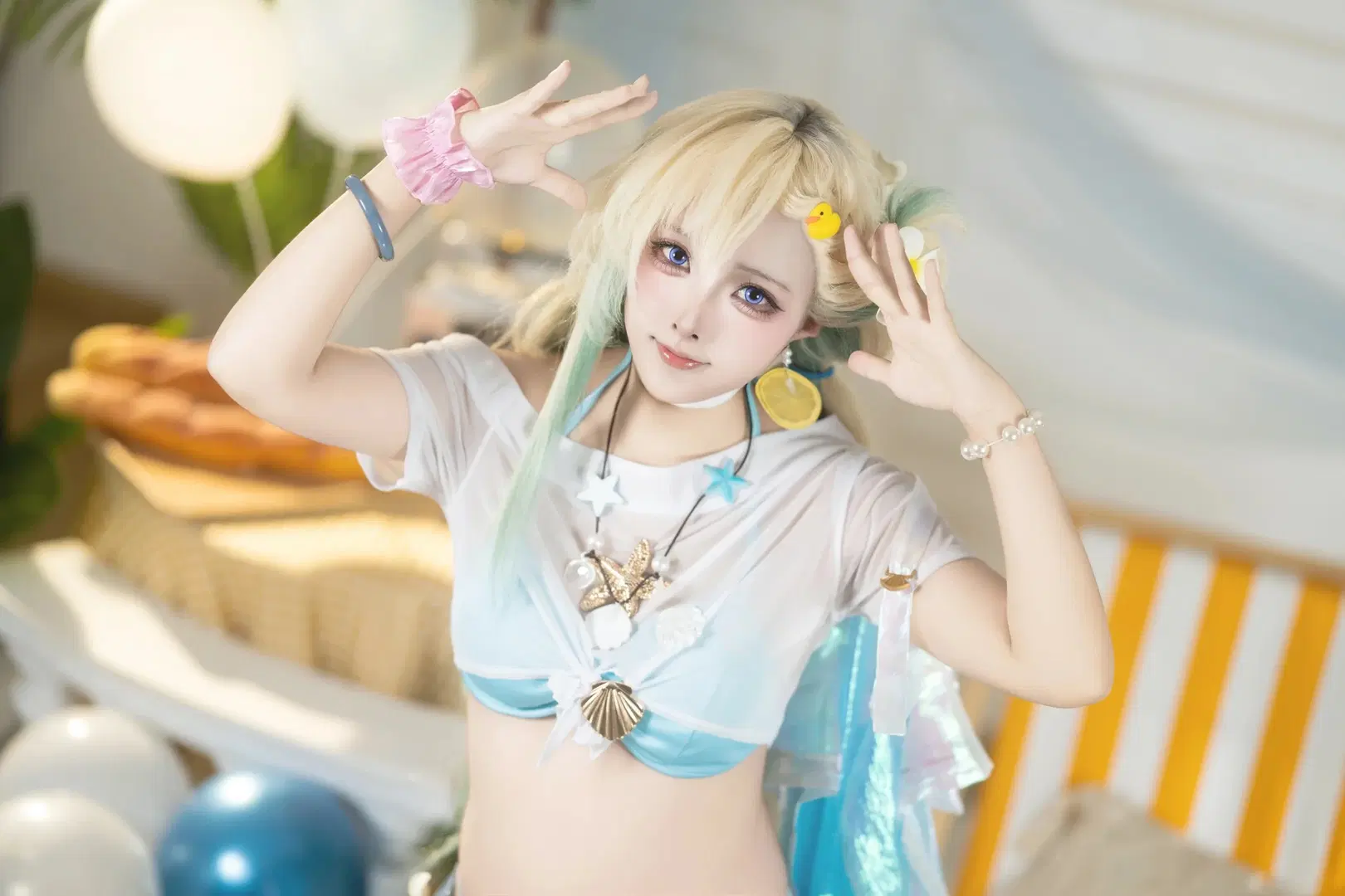 【琳奈cos】鳴潮夏日海灘的清涼裝扮 - 矢泽焰焰子 - 第2張