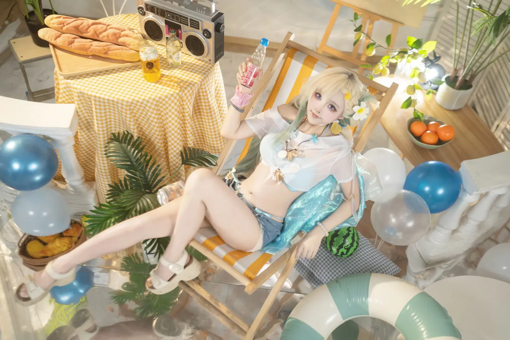 【琳奈cos】鳴潮夏日海灘的清涼裝扮 - 矢泽焰焰子 - 第5張