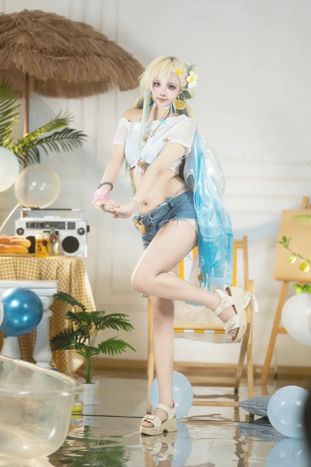 【琳奈cos】鳴潮夏日海灘的清涼裝扮 - 矢泽焰焰子 - 第6張