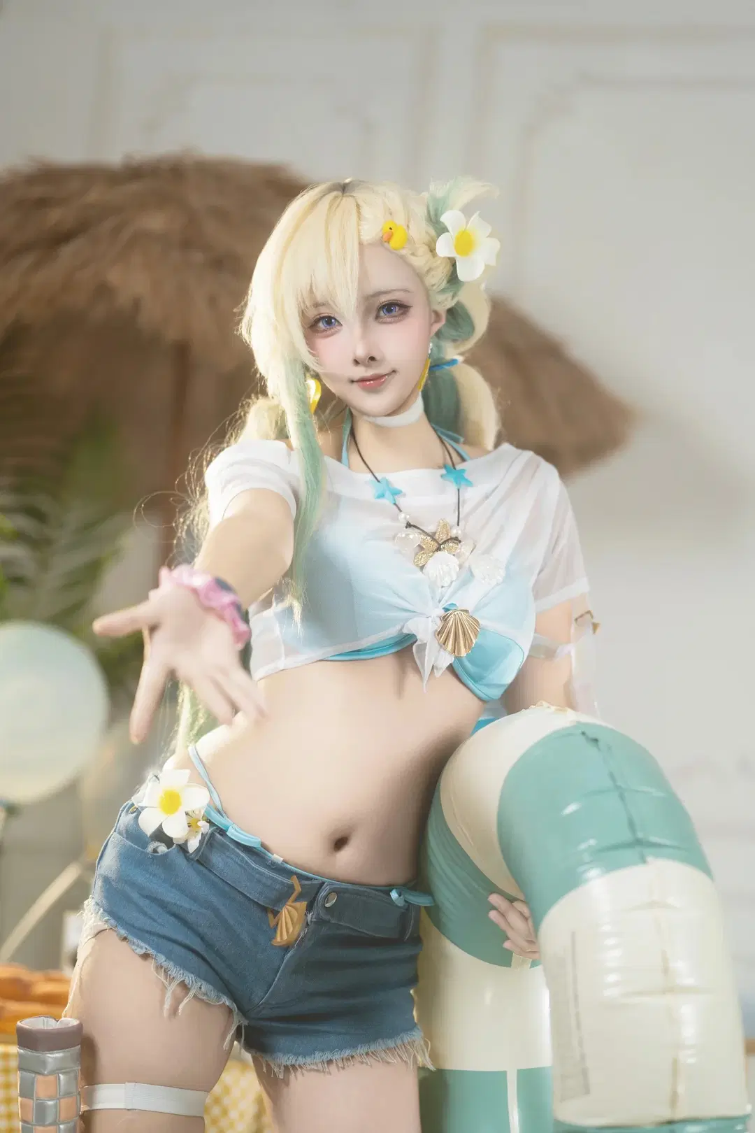 【琳奈cos】鳴潮夏日海灘的清涼裝扮 - 矢泽焰焰子 - 第9張