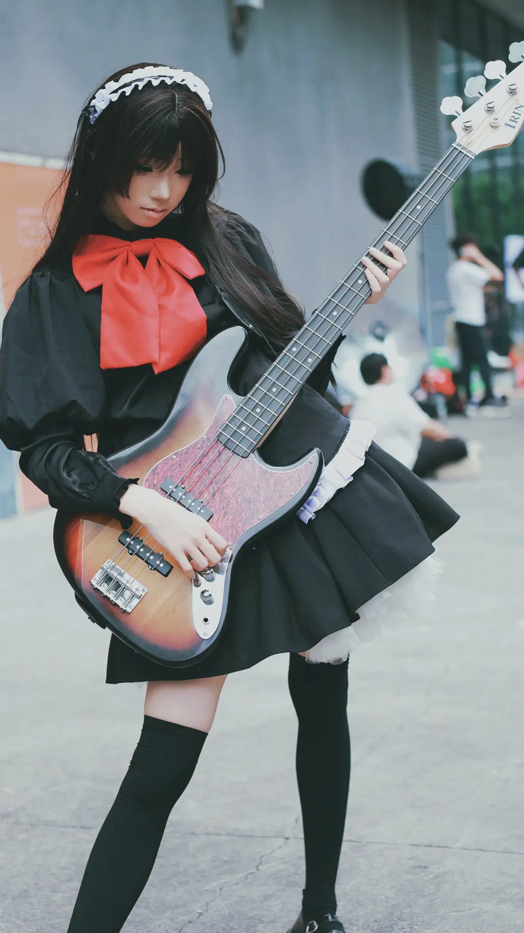 イベント写真, ホタルACGエキスポ, ベーシスト, ニーハイストッキング, 黒いメイド服