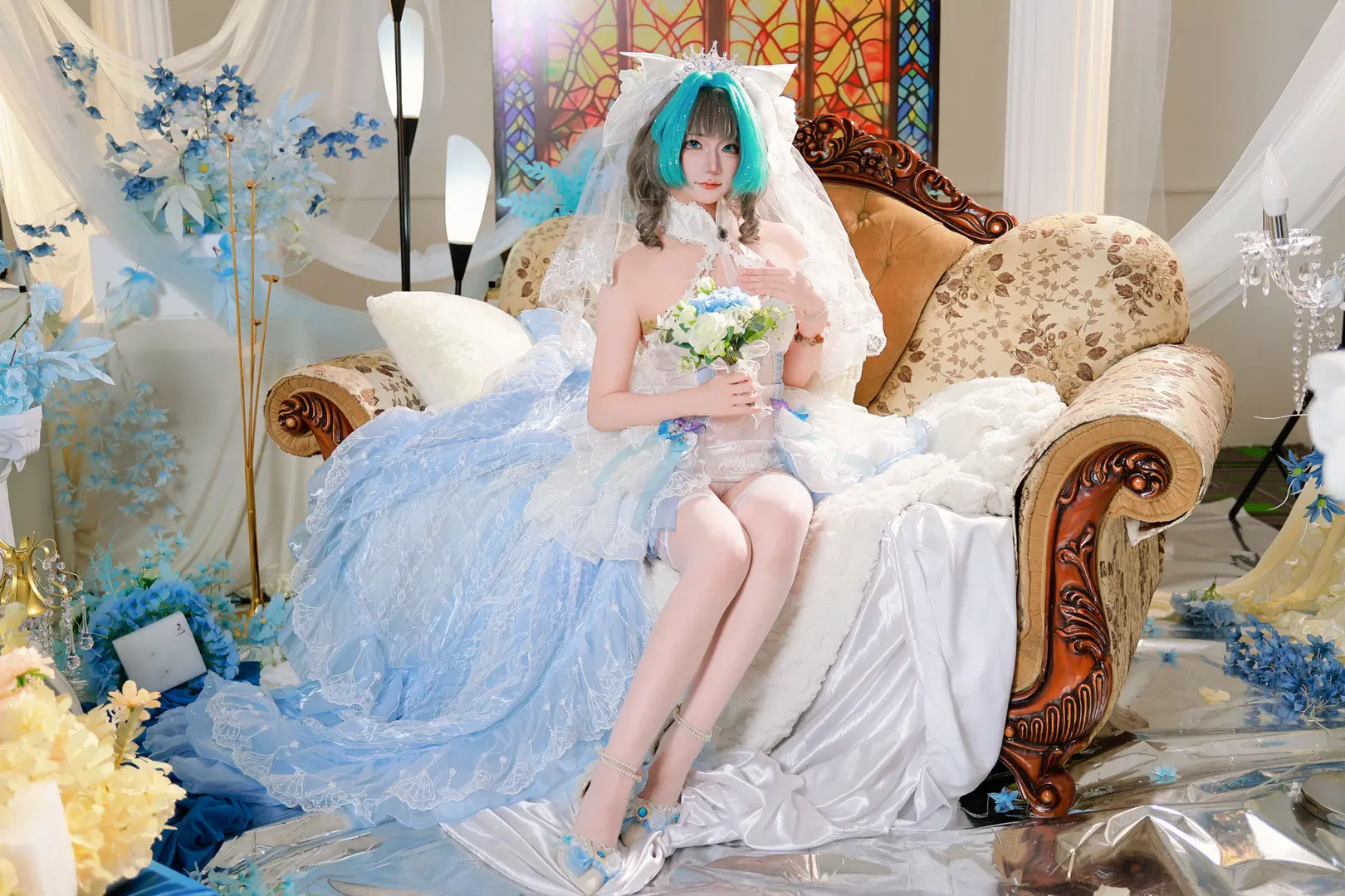 【柴郡cos】碧蓝航线柴郡花嫁，蓝白交织的浪漫与俏皮 - 鹅鹅鹅 - 第2张