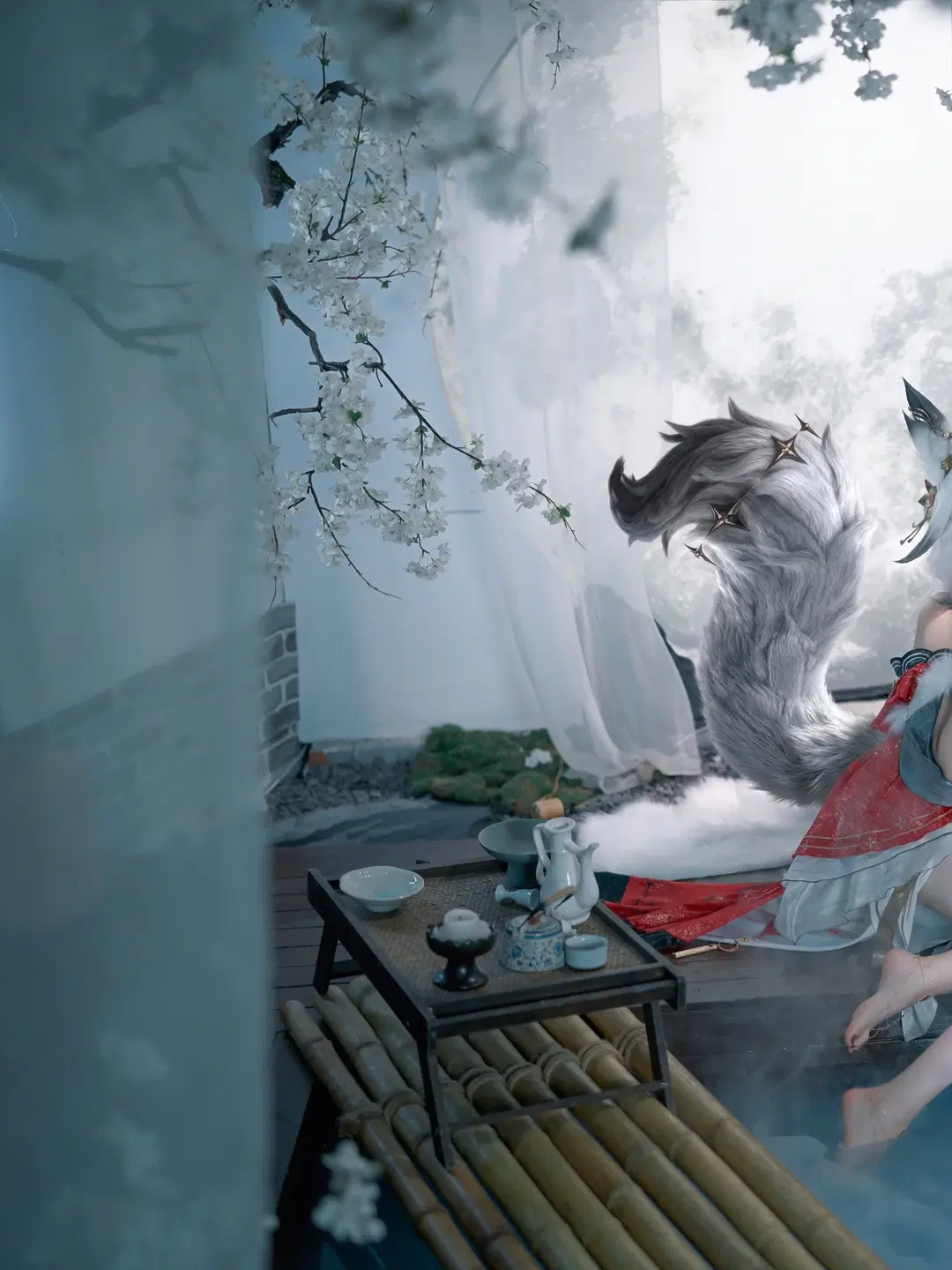 【心月狐コスプレ】『鳴潮』心月狐：水榭と花の影に佇む幻想的な茶席 - 司禾禾 - 2枚目