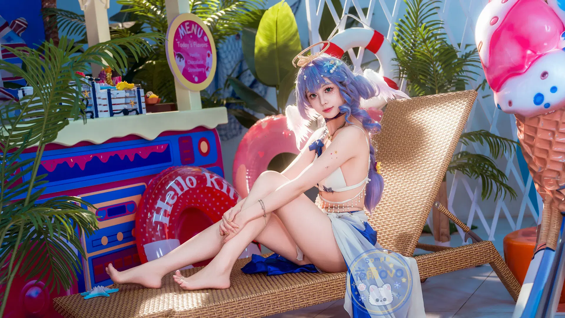 [Robin cosplay] Honkai: Star Rail Summer Sunny Melody: Collision of Blue-and-White Swimwear and Tropical Desserts by 夜雨ovo - Image 2