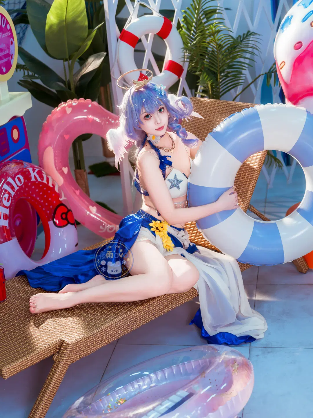 [Robin cosplay] Honkai: Star Rail Summer Sunny Melody: Collision of Blue-and-White Swimwear and Tropical Desserts by 夜雨ovo - Image 4