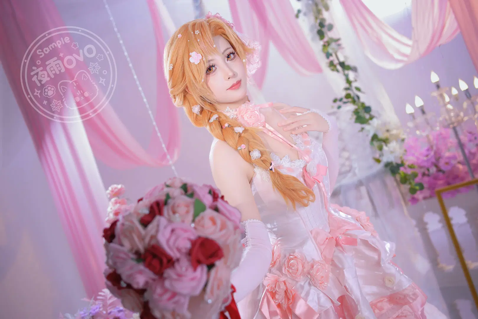 【亚丝娜cos】刀剑神域花嫁，纯白与粉色交织的浪漫幻想 - 夜雨ovo - 第2张