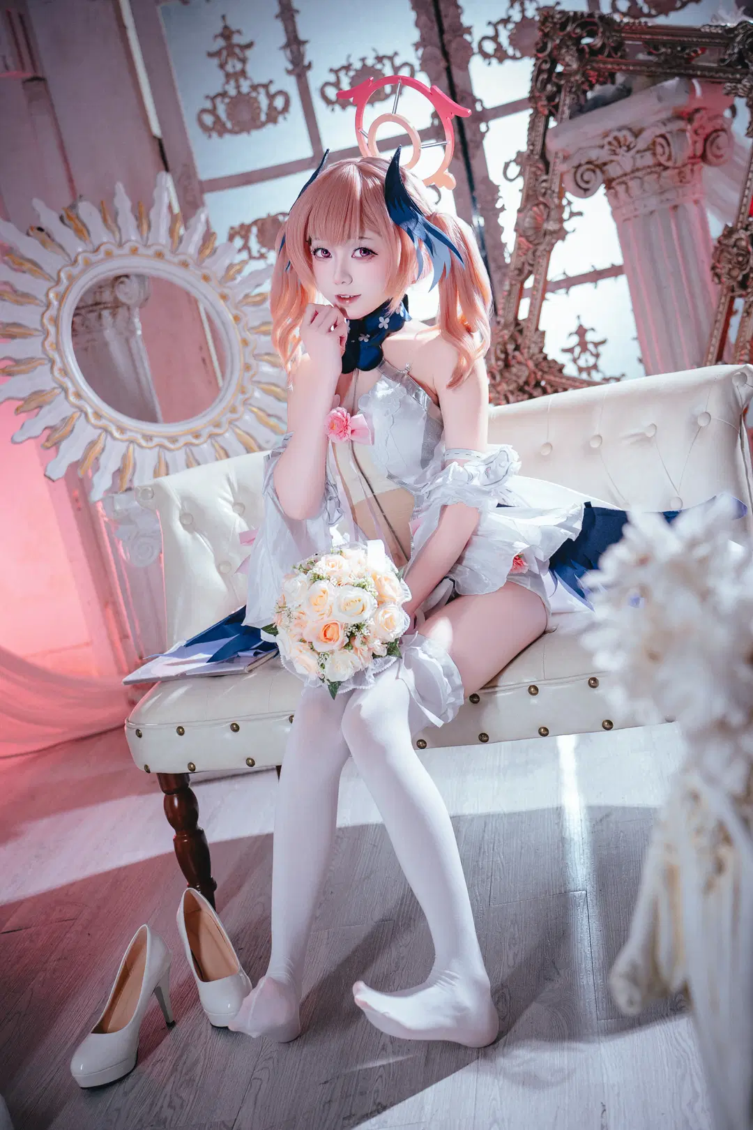 蔚蓝档案, 碧蓝档案, 下江小春cos, 花嫁cos, 白丝