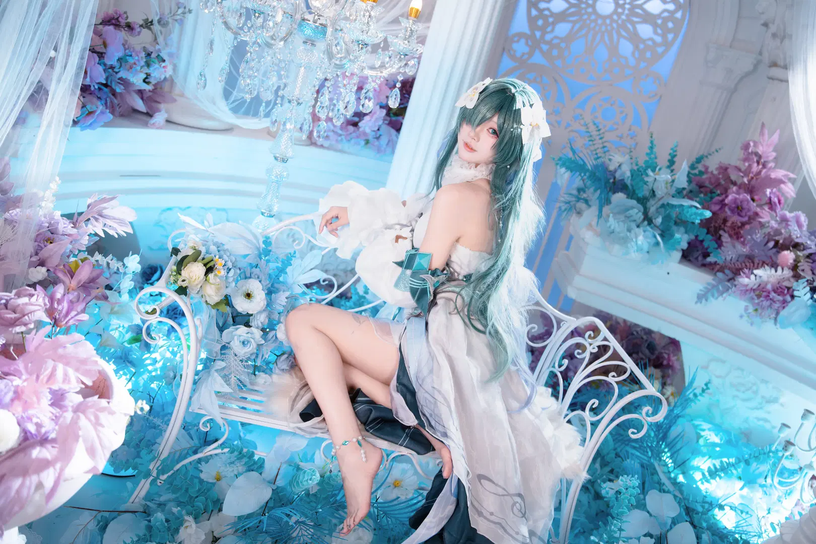 【沃雅妮莎cos】原神梦幻宫廷风，绿发白裙的灵动呈现 - 猫科狐狸米缸（痴呆版） - 第2张