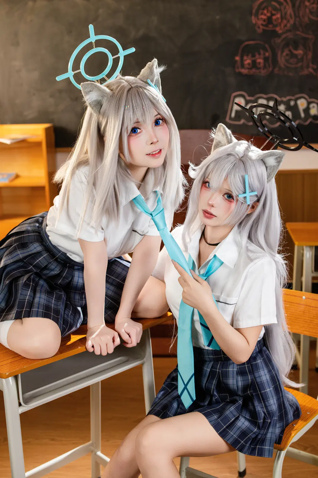 【砂狼黑子cos】碧蓝档案双人制服，白子与黑子的教室日常 - 梦羽（胆子肥嘟嘟的） - 第3张