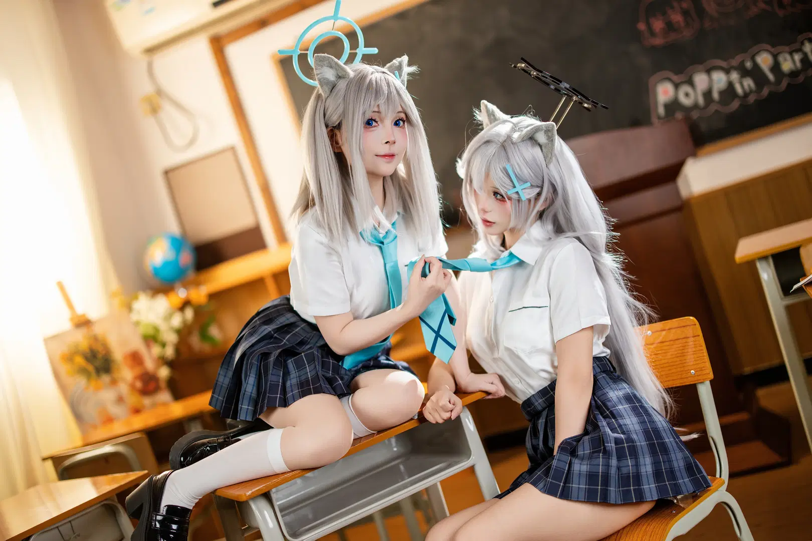 【砂狼黑子cos】碧蓝档案双人制服，白子与黑子的教室日常 - 梦羽（胆子肥嘟嘟的） - 第5张