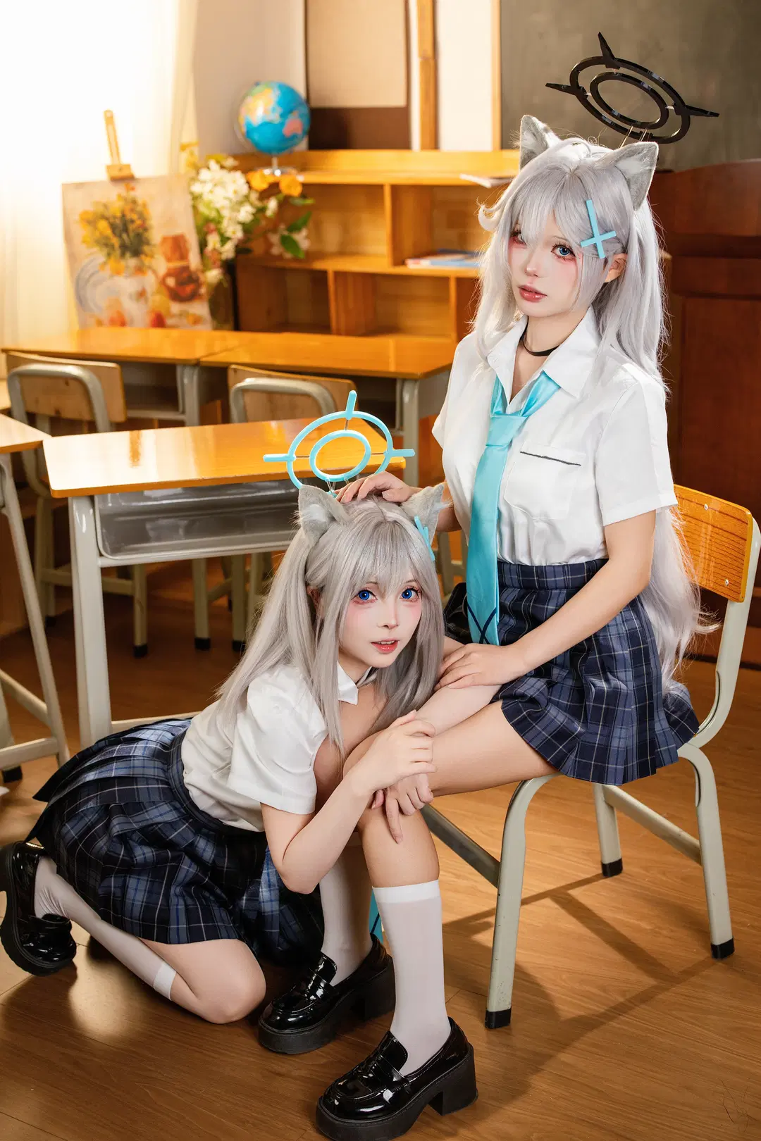 【砂狼黑子cos】碧蓝档案双人制服，白子与黑子的教室日常 - 梦羽（胆子肥嘟嘟的） - 第6张