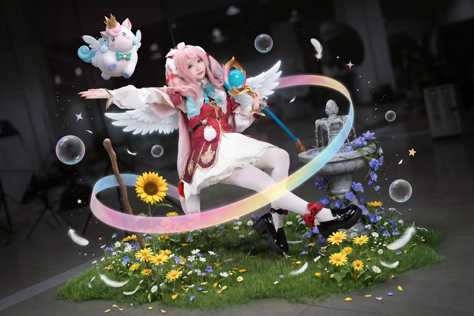 Convention photo, Honkai: Star Rail, Hyacinthia cosplay, Pink hair, Stockings