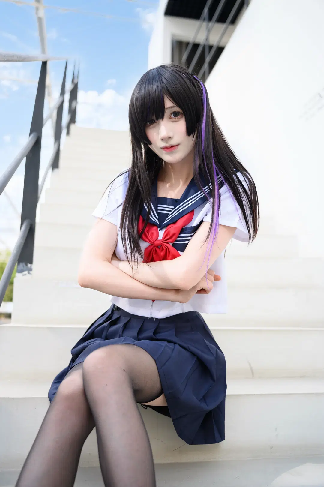 After School Sailor Suit and Black Stockings JK Photoshoot by 配角一奈 - Image 3