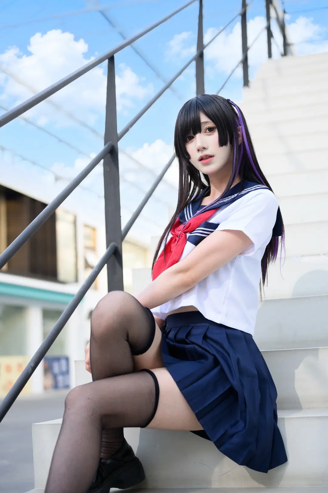 After School Sailor Suit and Black Stockings JK Photoshoot by 配角一奈 - Image 4