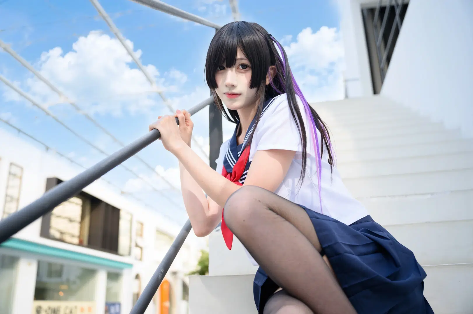 After School Sailor Suit and Black Stockings JK Photoshoot by 配角一奈 - Image 5