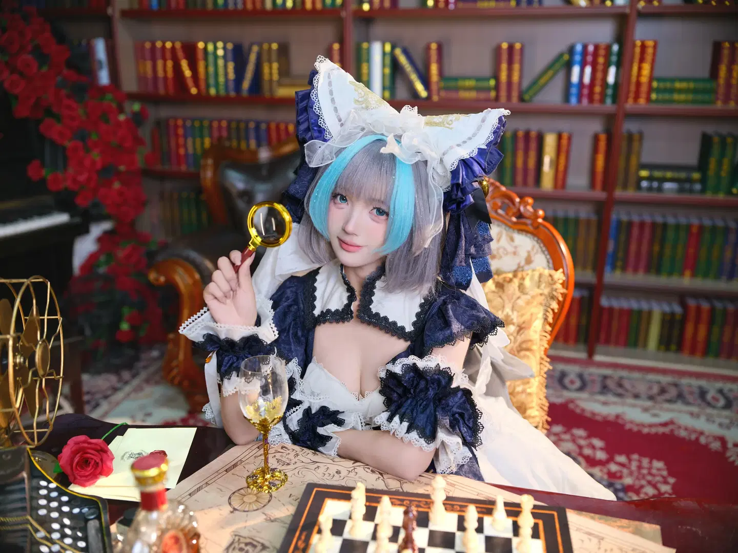 [Cheshire Cosplay] Commander, come play chess with kitty in the study by 盐粒子喵 - Image 4
