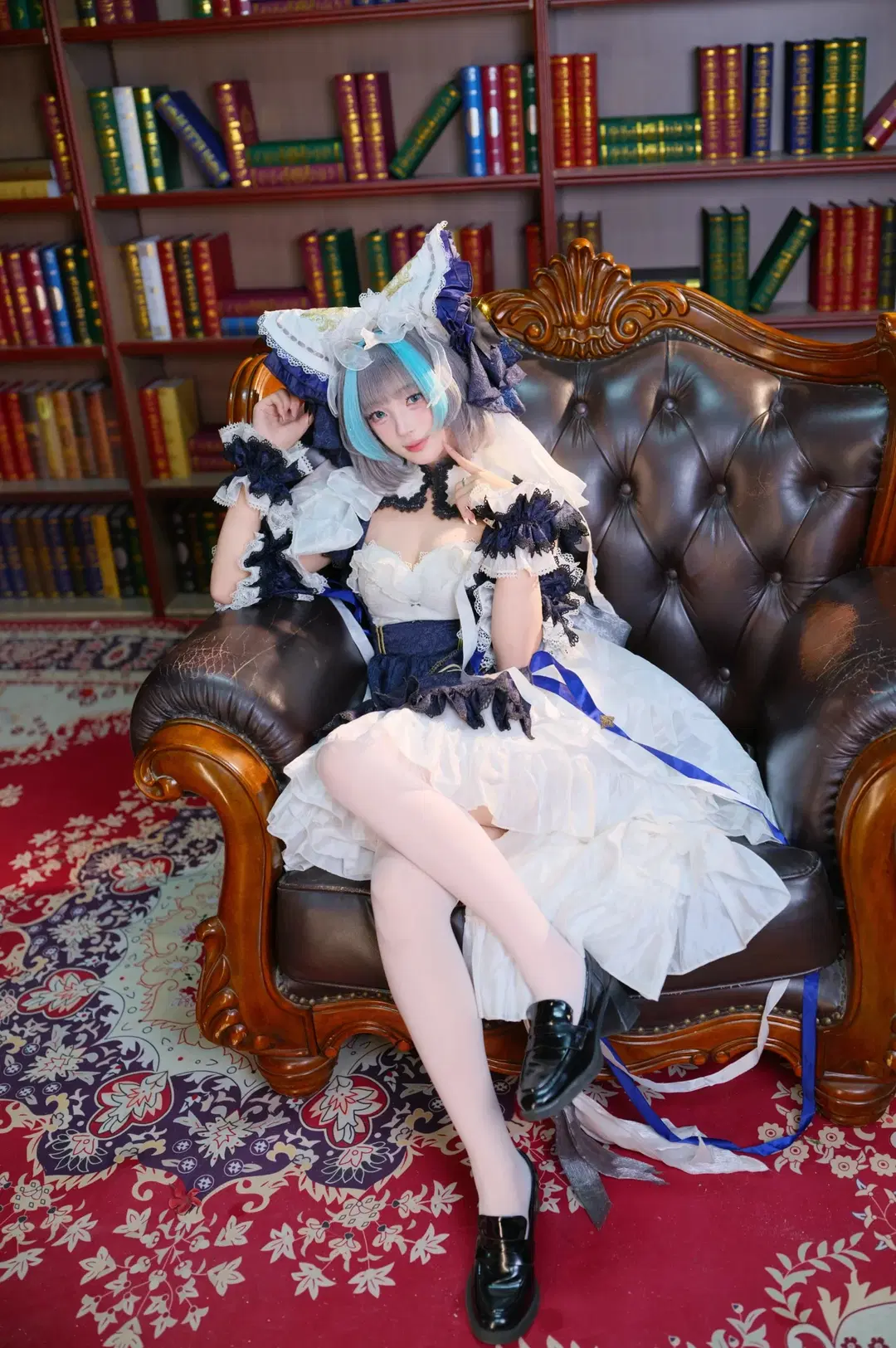 2D, Cheshire Cosplay, Azur Lane, Lolita, White stockings