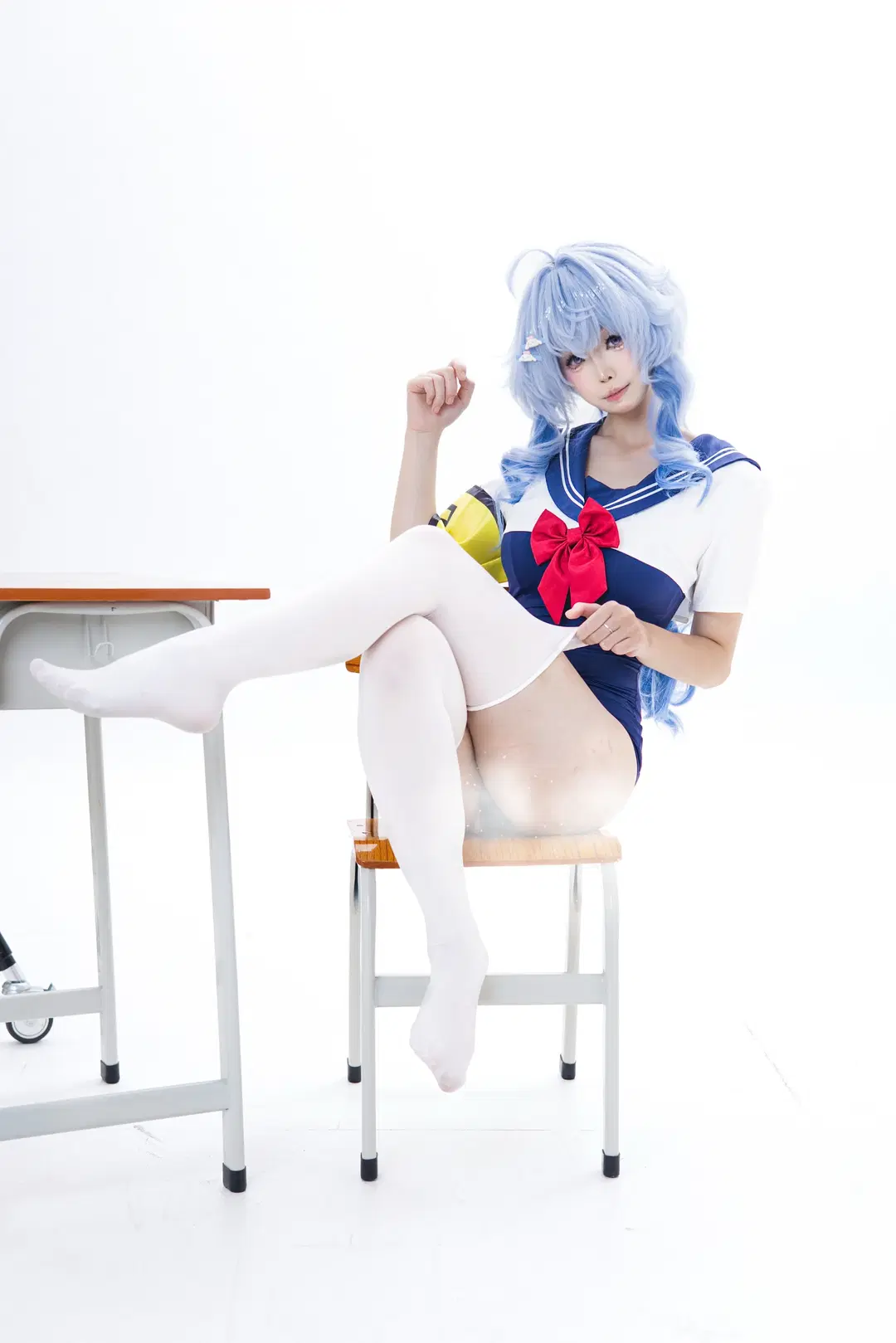 cosplay, 二次元摄影, 白丝, 死库水, 教室写真