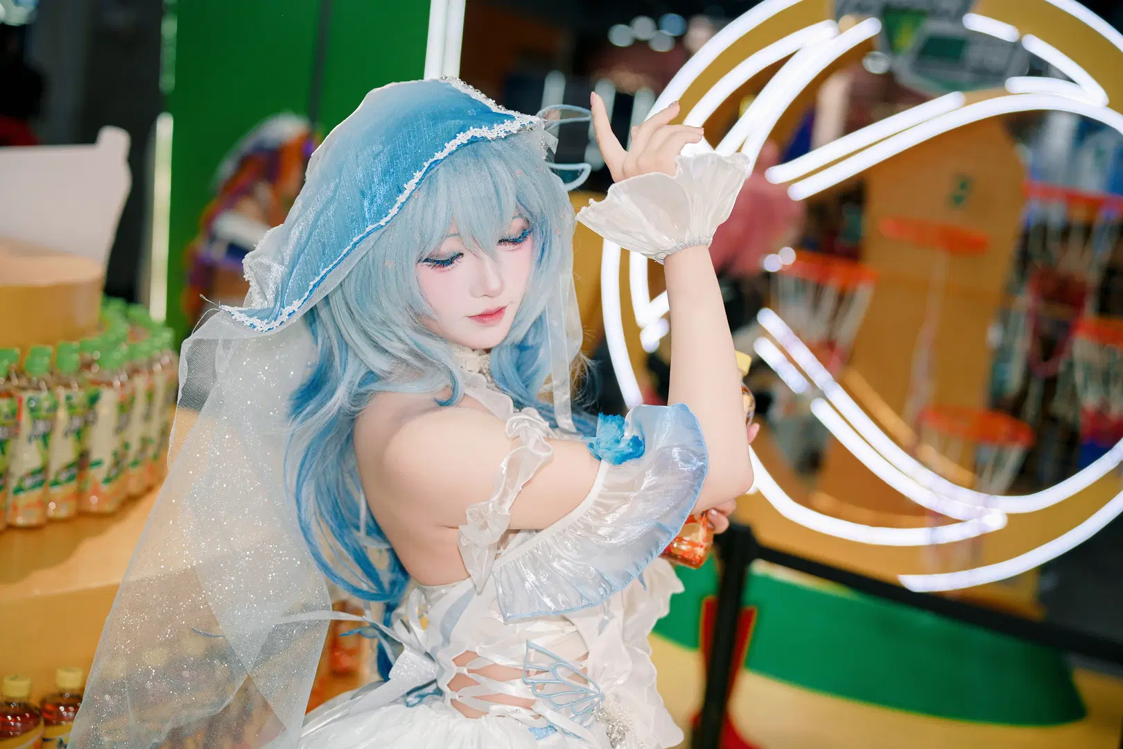 【ショアキーパー コスプレ】『鳴潮』青のシフォンロングドレス メイク・造形記録 - 朝三暮四 - 3枚目