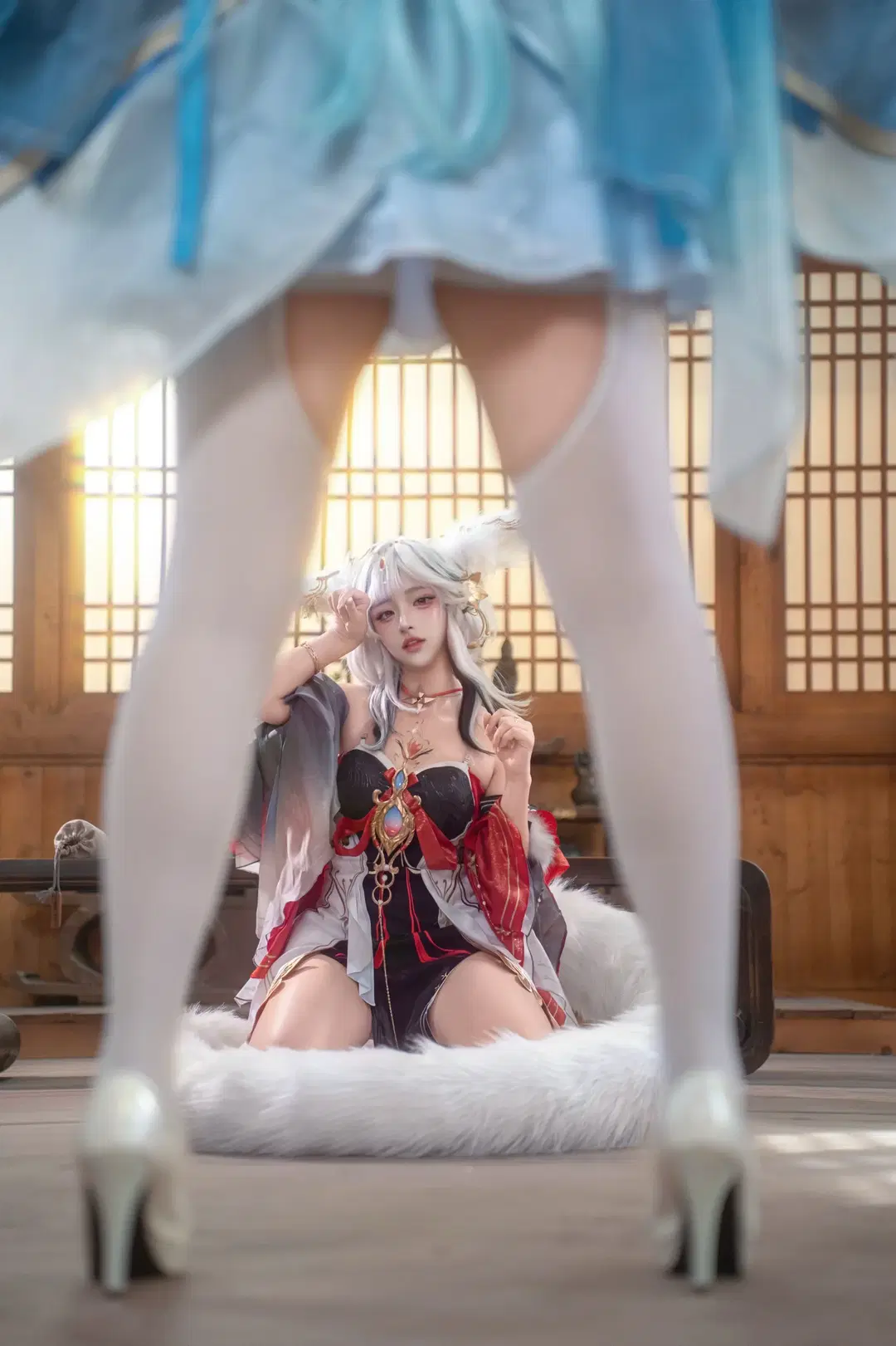 【心月狐cos】鸣潮心月狐白毛狐耳造型棚拍 - 胡桃 - 第2张