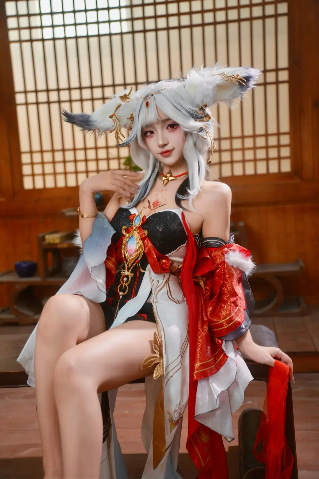 【心月狐cos】鸣潮心月狐白毛狐耳造型棚拍 - 胡桃 - 第3张